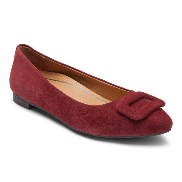 Vionic Flats Ireland - Amanda Ballet Flat Burgundy - Womens Shoes Discount | TKDHB-0326